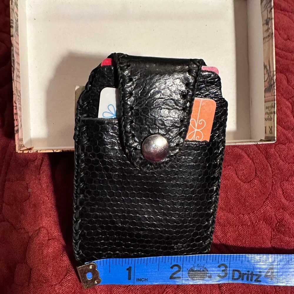 Black Leather credit Card Holder/Money clip Handcrafted